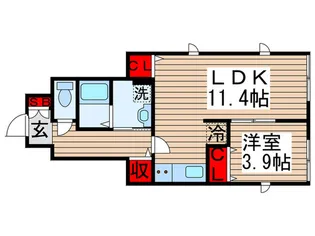 ユ-クレアB【1階】の間取り