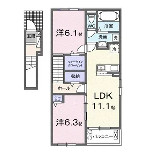 ウエスト A【2階】の間取り