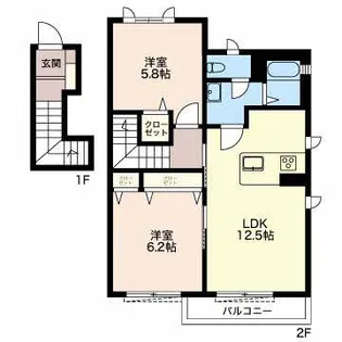 リーフガーデンハイツ B【2階】の間取り