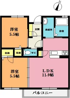 シャンブルドゥシャームA【1階】の間取り