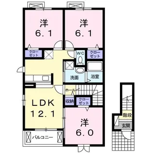 アンソレイユC【2階】の間取り