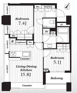 ザ・ヒルトップタワー高輪台【9階】の間取り