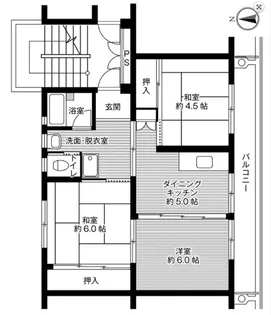 ビレッジハウス希望ヶ丘1号棟【4階】の間取り