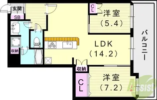 グランフェルティ本山【4階】の間取り