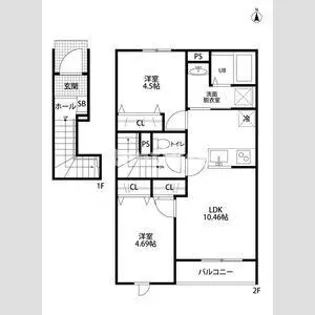リーブルファイン小信中島【2階】の間取り