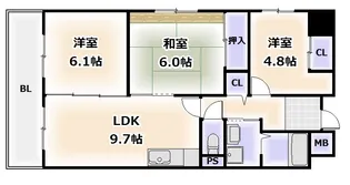 グランファミール桜川【8階】の間取り