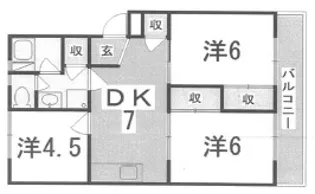 ハイツ北条口【1階】の間取り
