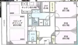 麻布広尾ナショナルコート【7階】の間取り