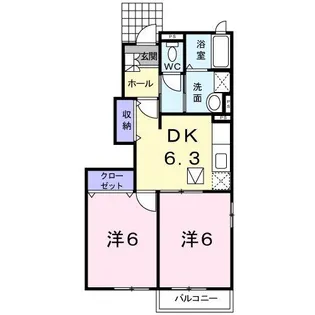 カーサ六番館【1階】の間取り
