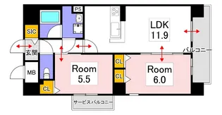 セントラルアヴェニュー田町【7階】の間取り