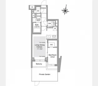 コンフォリア・リヴ東中野【1階】の間取り
