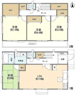 神奈川県横浜市都筑区荏田東2【一戸建】の間取り