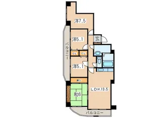 タワ-マンション粕谷III【9階】の間取り
