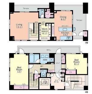 グレイシス三番町【8階】の間取り