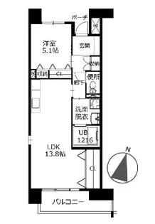 クラシオン千早1棟【4階】の間取り