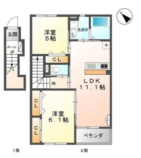 シャルムII【2階】の間取り