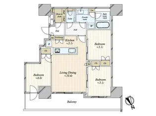 プラウドタワー小岩フロント【23階】の間取り