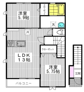 サンハイムA・B【2階】の間取り