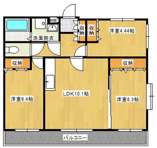ガーデンヒルズ美園A【3階】の間取り