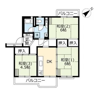 UR若葉台【5階】の間取り