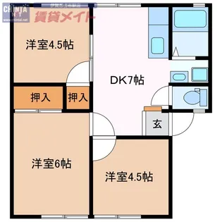 耕田ハイツ B【1階】の間取り