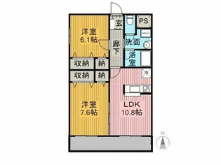 マンションドム北小泉【1階】の間取り