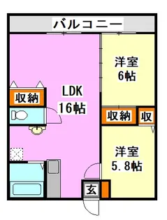 寿命ハイツ【2階】の間取り