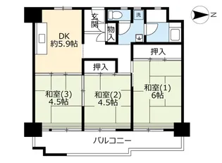 UR南港わかぎの【10階】の間取り