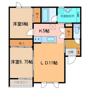 TOWN西11北4B【1階】の間取り