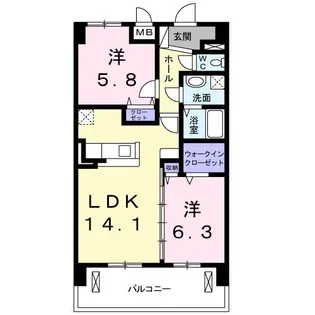 ビジュ桜森【7階】の間取り