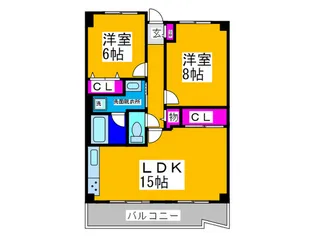 サンミドー中もず【2階】の間取り