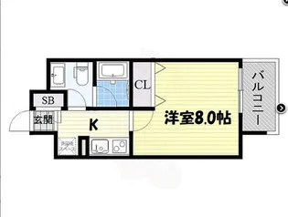 ディオレクレスト東心斎橋【9階】の間取り