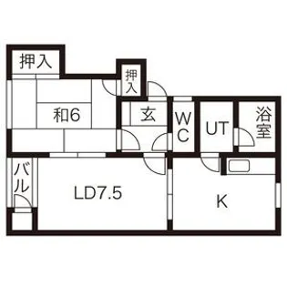 ユリハイツB棟【1階】の間取り