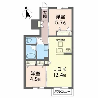 グレディシアA【1階】の間取り