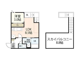 Grandtic JM 長束【2階】の間取り