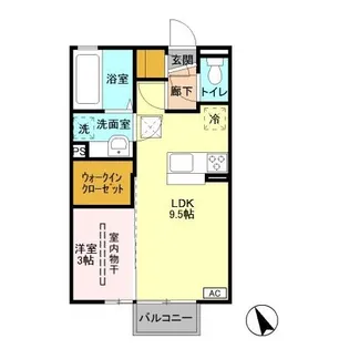D-ROOM プランドール輝 A102【1階】の間取り