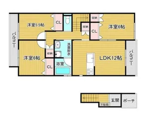 サニーコーストB棟【2階】の間取り
