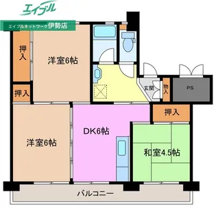 ビレッジハウス磯部1号棟【5階】の間取り