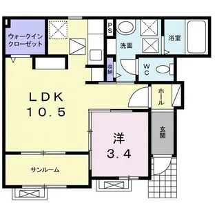 レーベ大和小泉【1階】の間取り