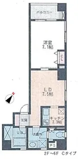 スクエアードコート日本橋人形町【2階】の間取り