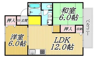 セジュール若宮【1階】の間取り