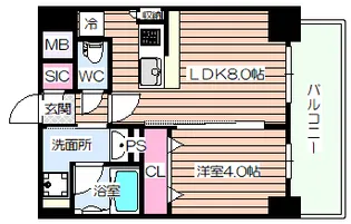 エステムコート大阪福島IIレイヤー【6階】の間取り