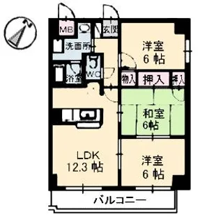 グランピア白島中町【2階】の間取り