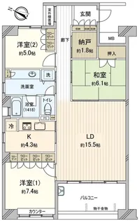 セントラルパーク・ウエストC棟【3階】の間取り