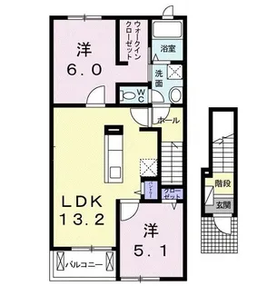 チェリーコート104 B【2階】の間取り