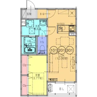 F+style藤井寺道明寺6号館【3階】の間取り