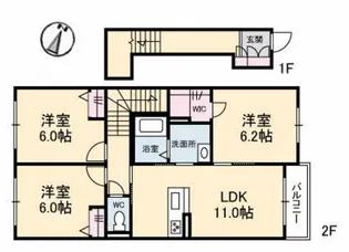 ヴィラ・ノーブル庭瀬【2階】の間取り