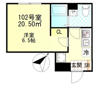 リバティ東門前【1階】の間取り