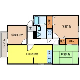 サンヒルズオキノハラ B棟【1階】の間取り