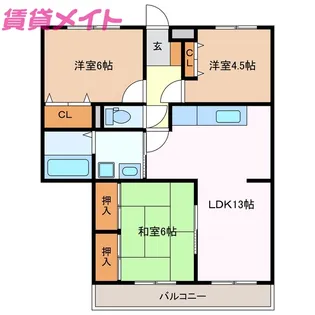 サンエクセル緑ヶ丘【3階】の間取り